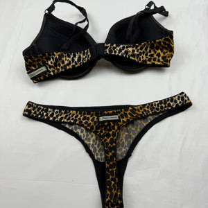Panther silky underwear set bra + thong (S)