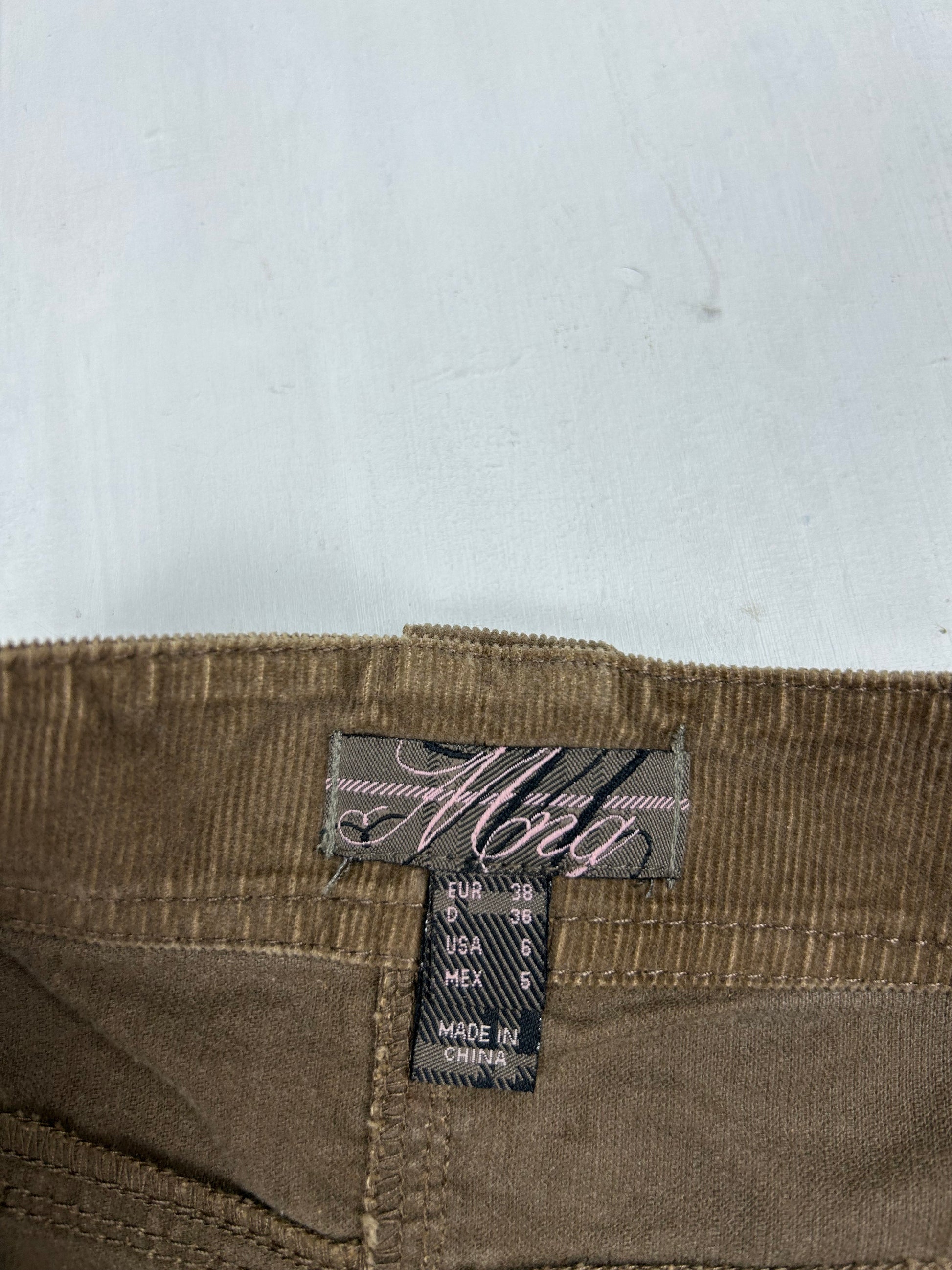 Beige velvet denim cargo maxi skirt (M/L)