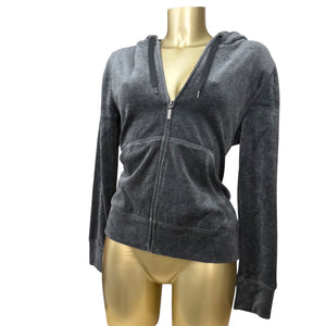 Grey velvet zip up hoodie (M)
