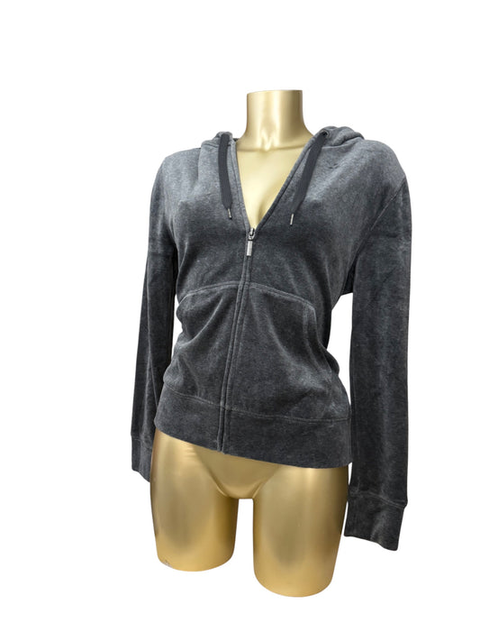 Grey velvet zip up hoodie (M)