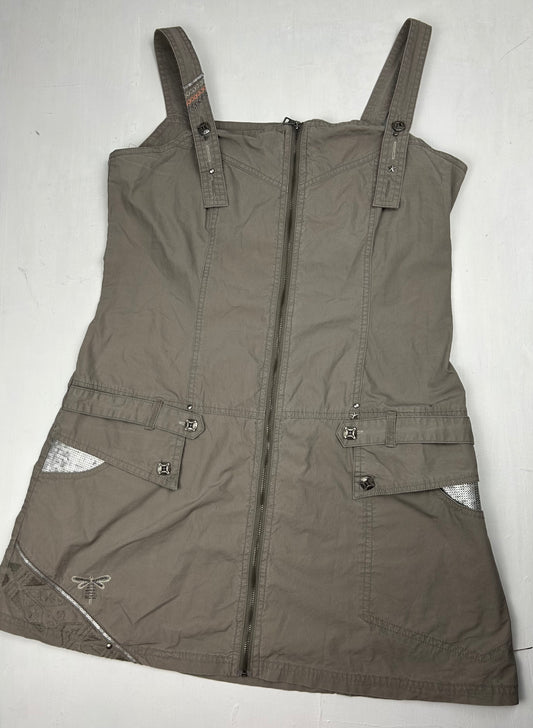 Beige mini dress + capri pants + bolero jacket 3pc set (L)