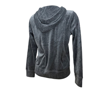Grey velvet zip up hoodie (M)