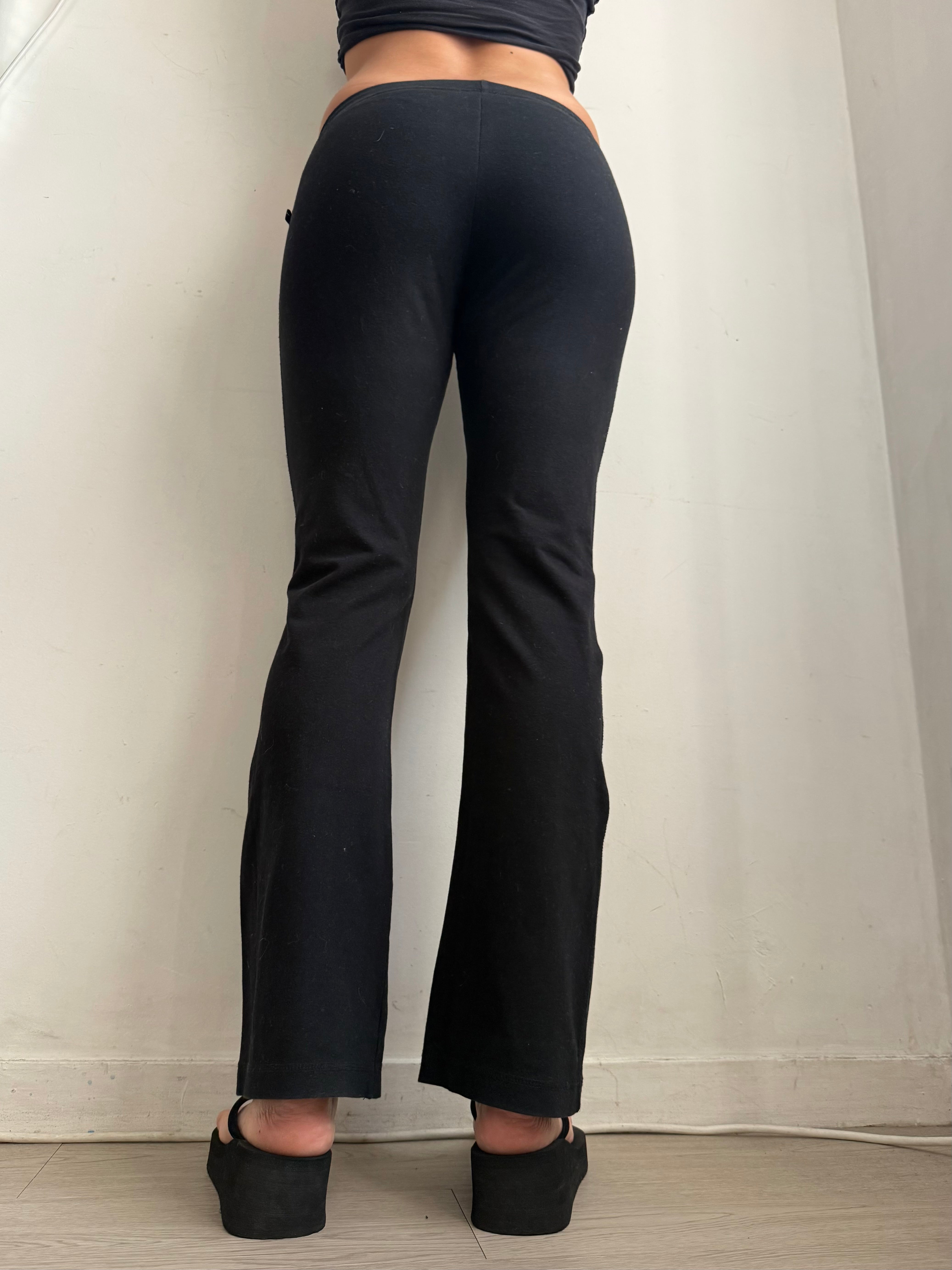 Pantalon droit taille basse en jean noir (XS)