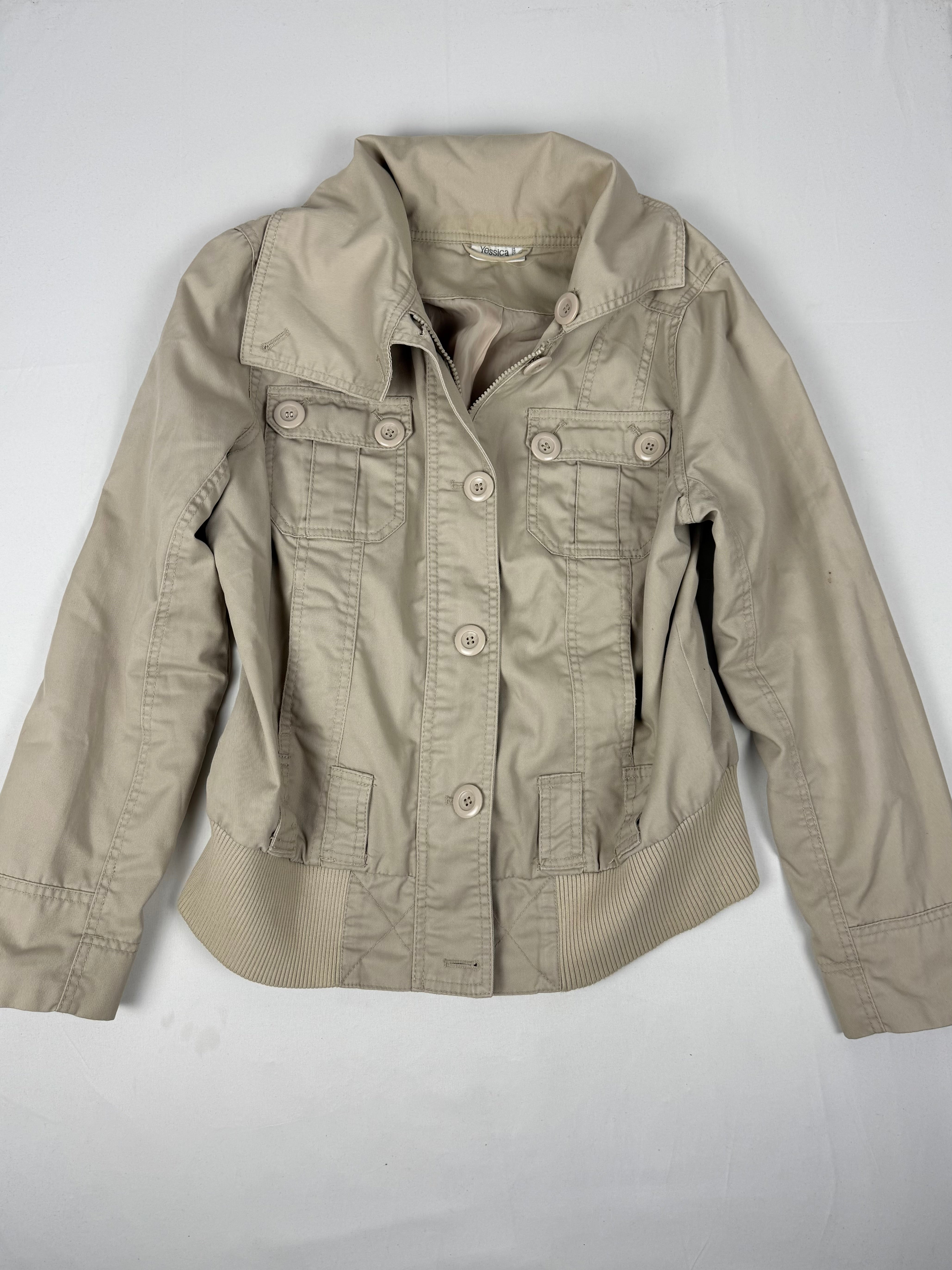Beige cotton biker jacket (XL)