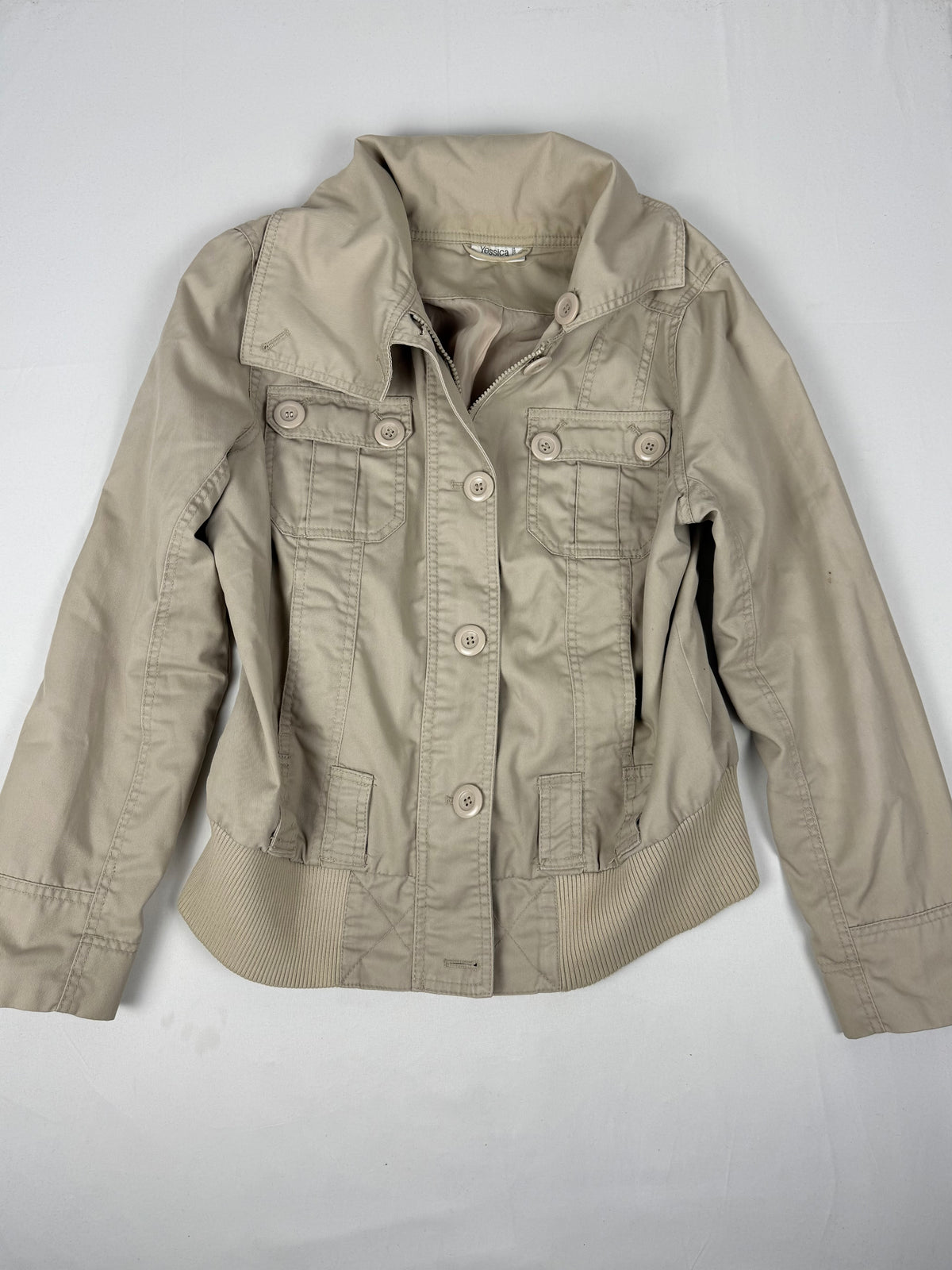 Beige cotton biker jacket (XL)