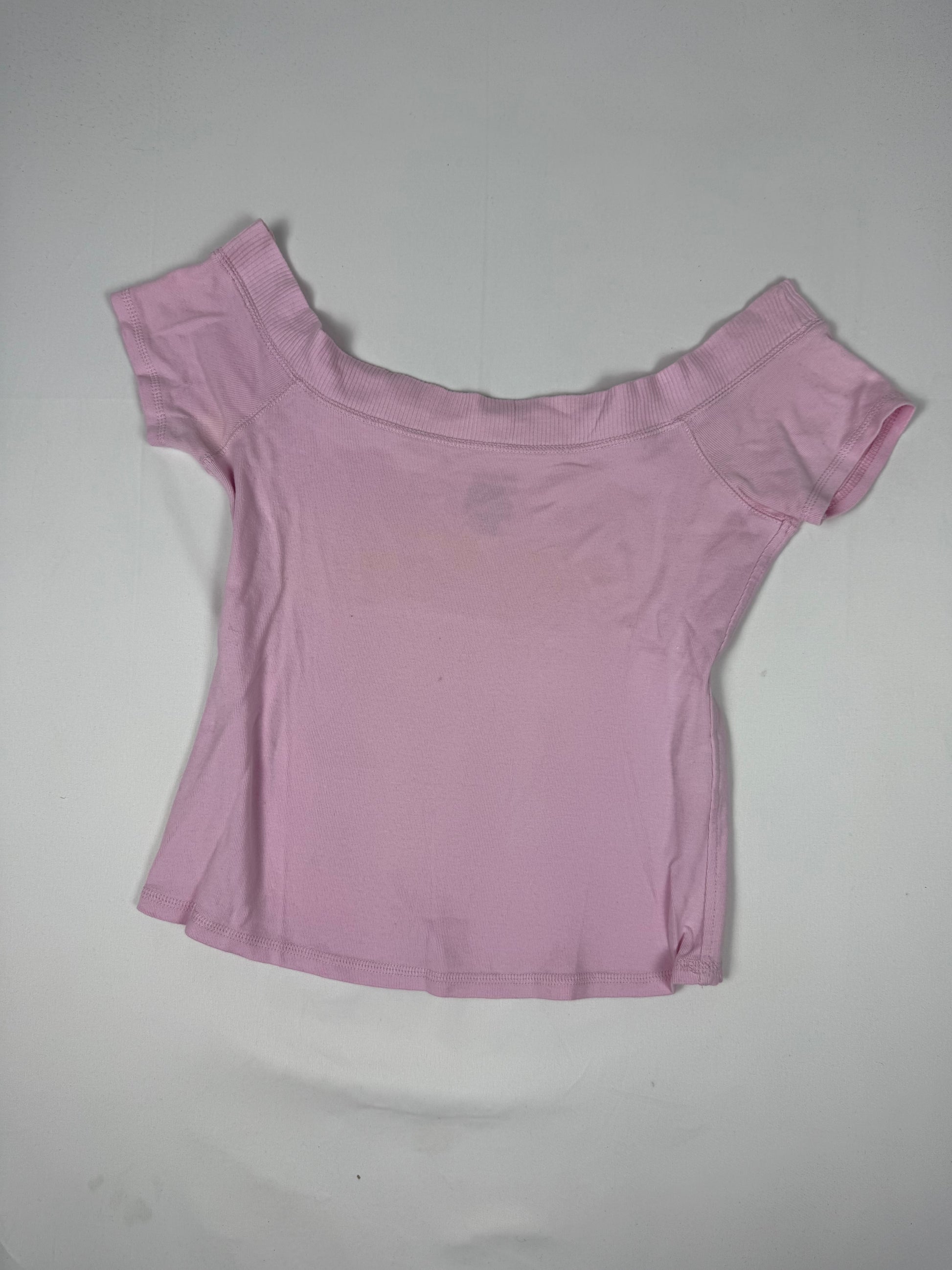 Baby pink off shoulder 100% cotton tee (L)