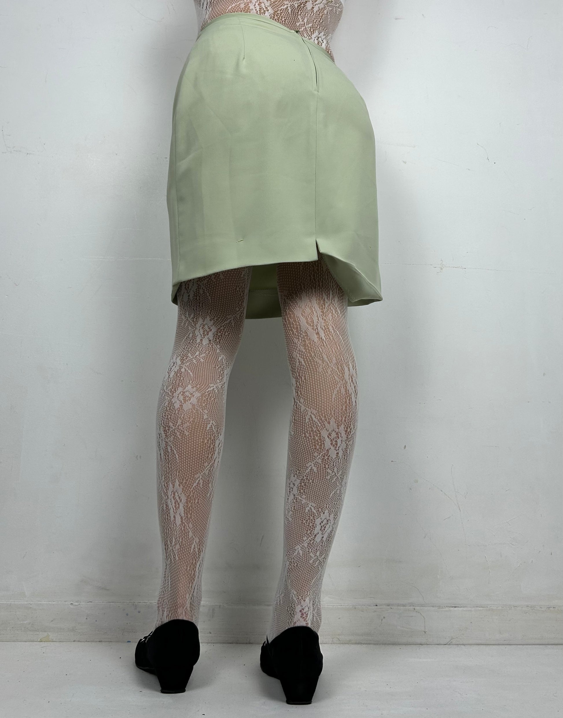 Light green midi office skirt (S)