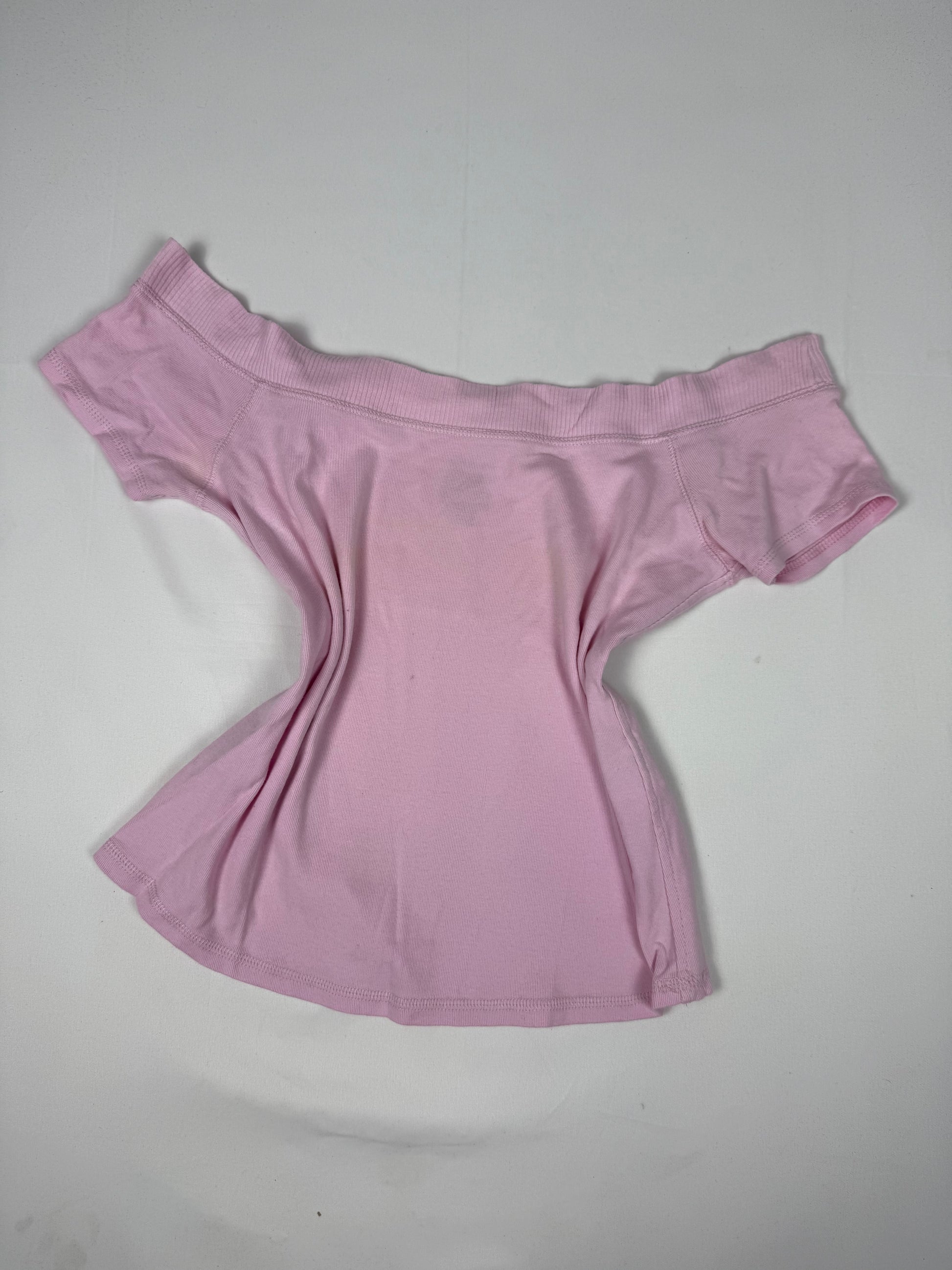 Baby pink off shoulder 100% cotton tee (L)