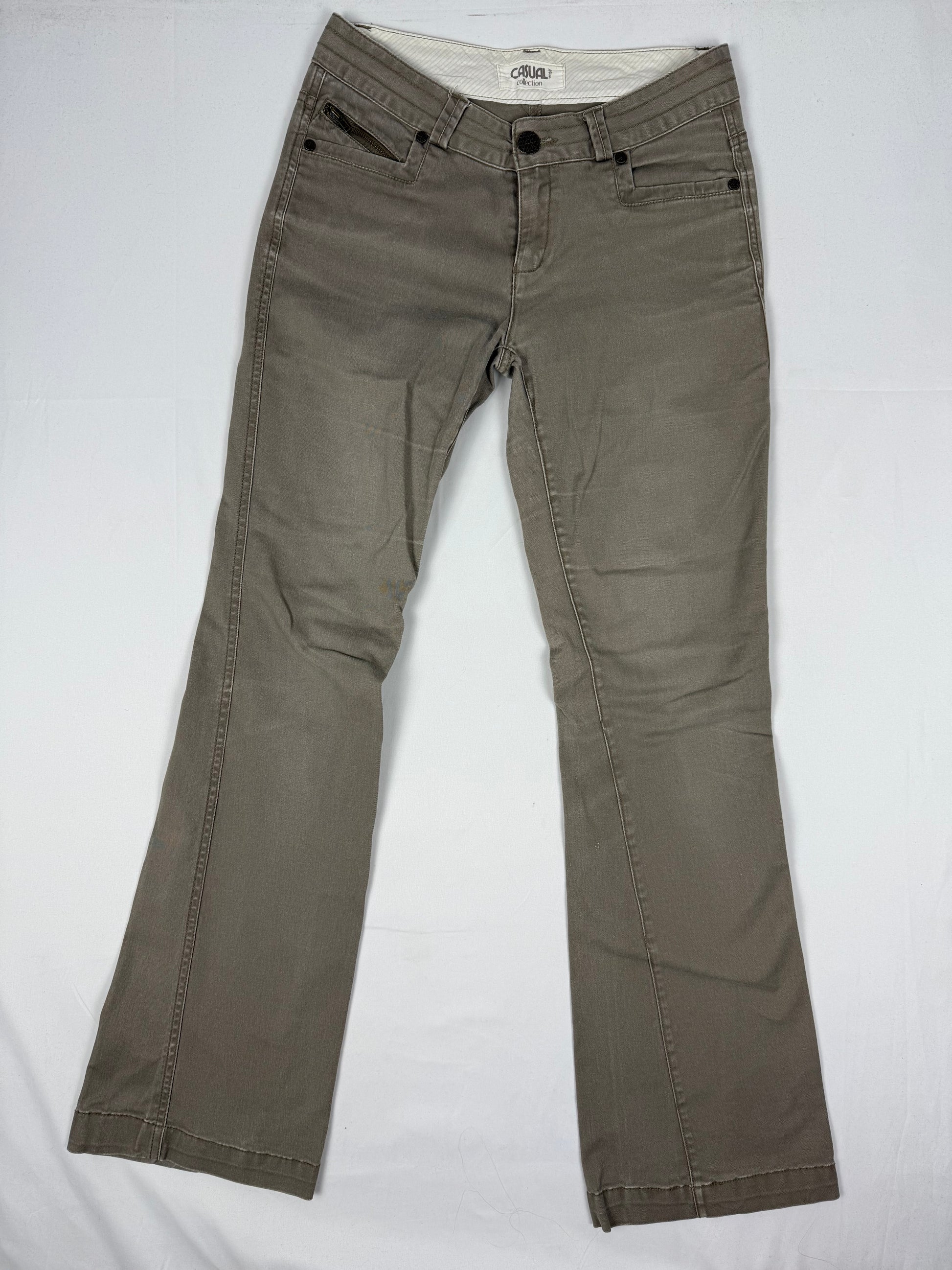 Khaki low rise flare pants (S)