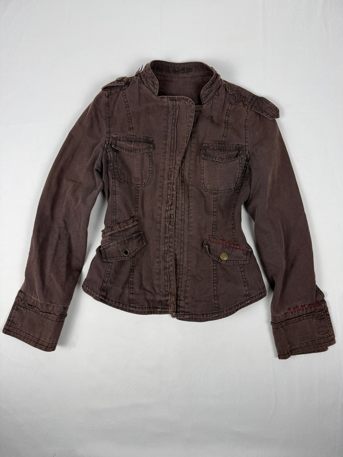 Brown denim tight fit jacket (S)