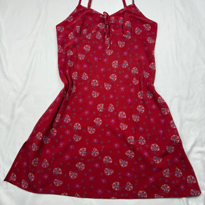 Red floral silky babydoll dress (S/M)
