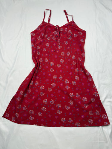 Red floral silky babydoll dress (S/M)