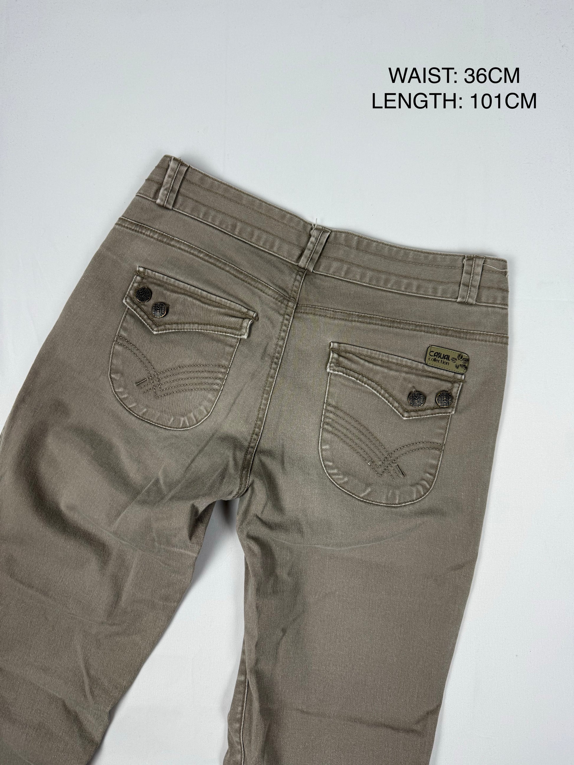 Khaki low rise flare pants (S)