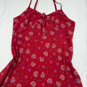 Red floral silky babydoll dress (S/M)