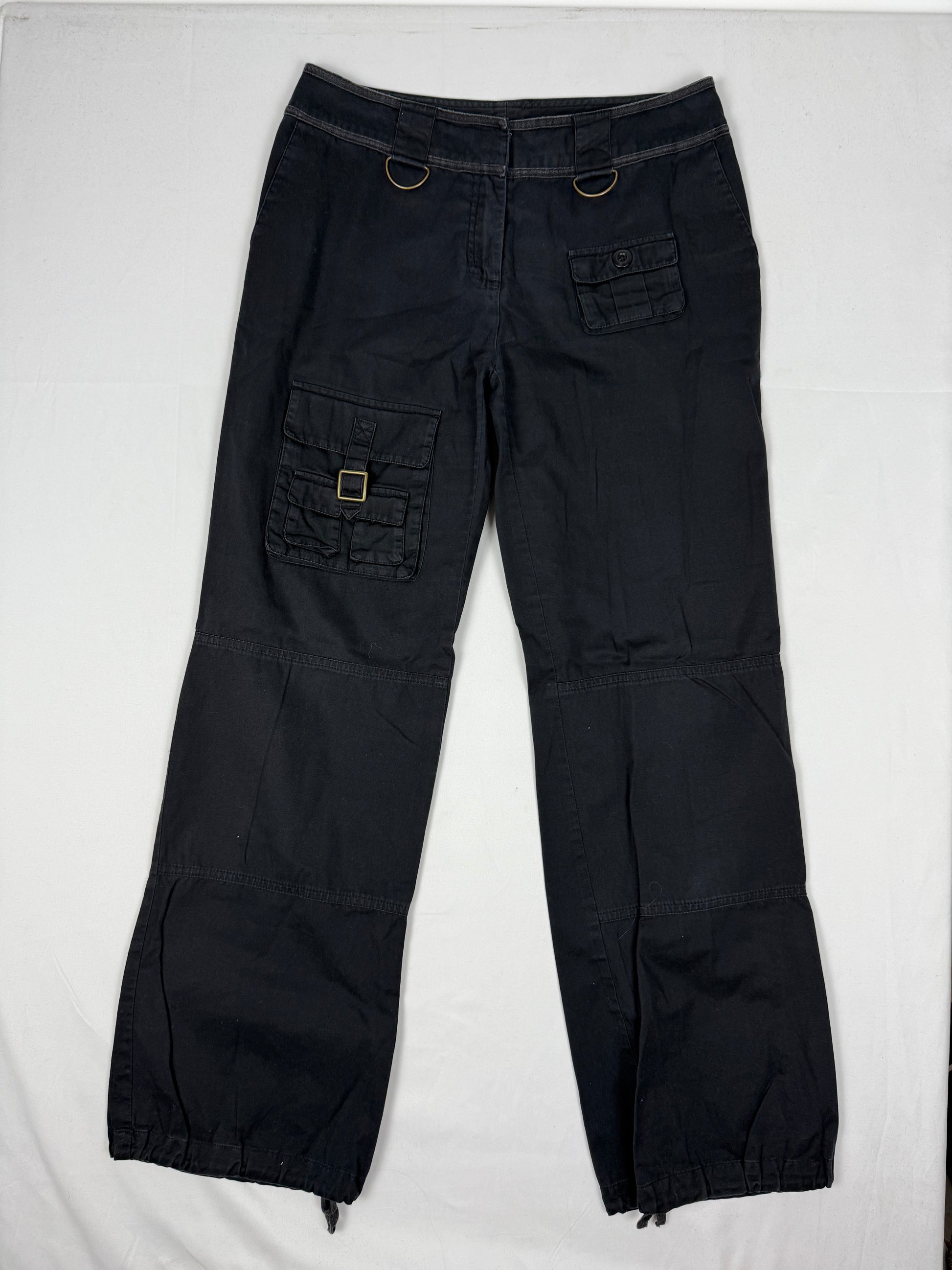 Black low rise cargo baggy pants (M)