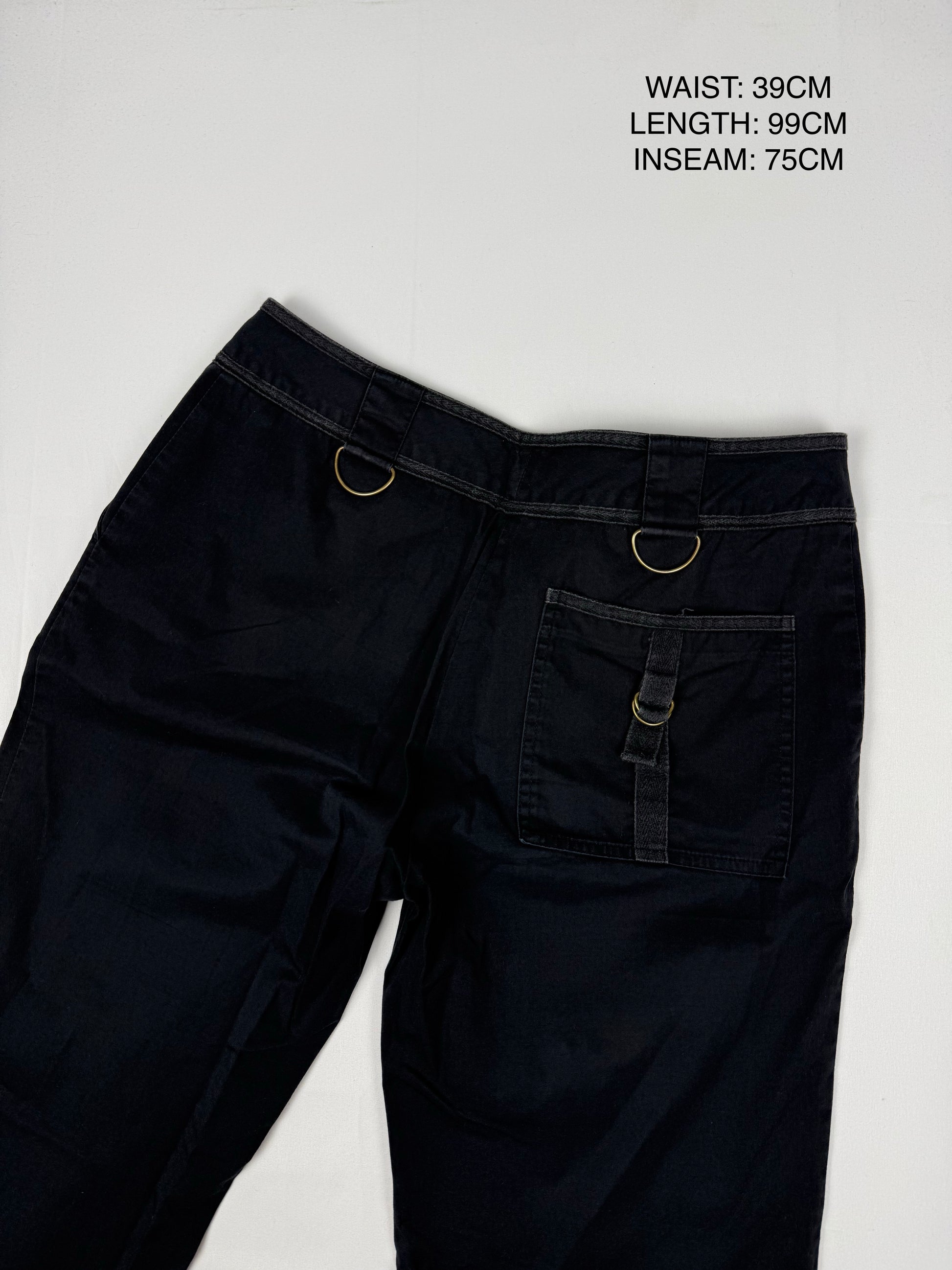 Black low rise cargo baggy pants (M)