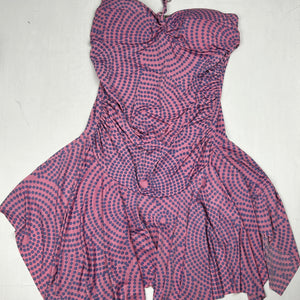 Pink polka dots asymmetric dress (S/M)
