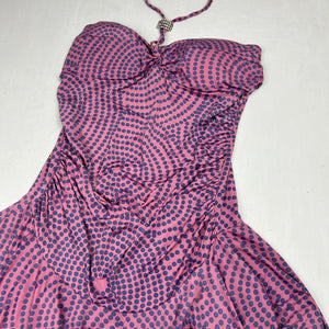 Pink polka dots asymmetric dress (S/M)