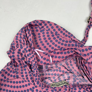 Pink polka dots asymmetric dress (S/M)