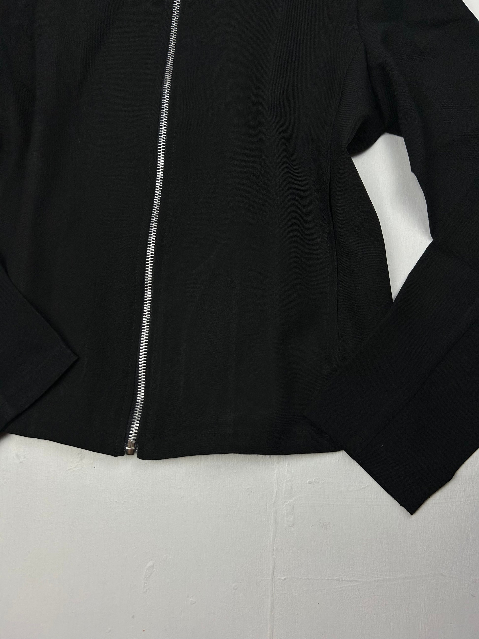 Black zip up blazer office siren jacket + capri pants set (S/M)