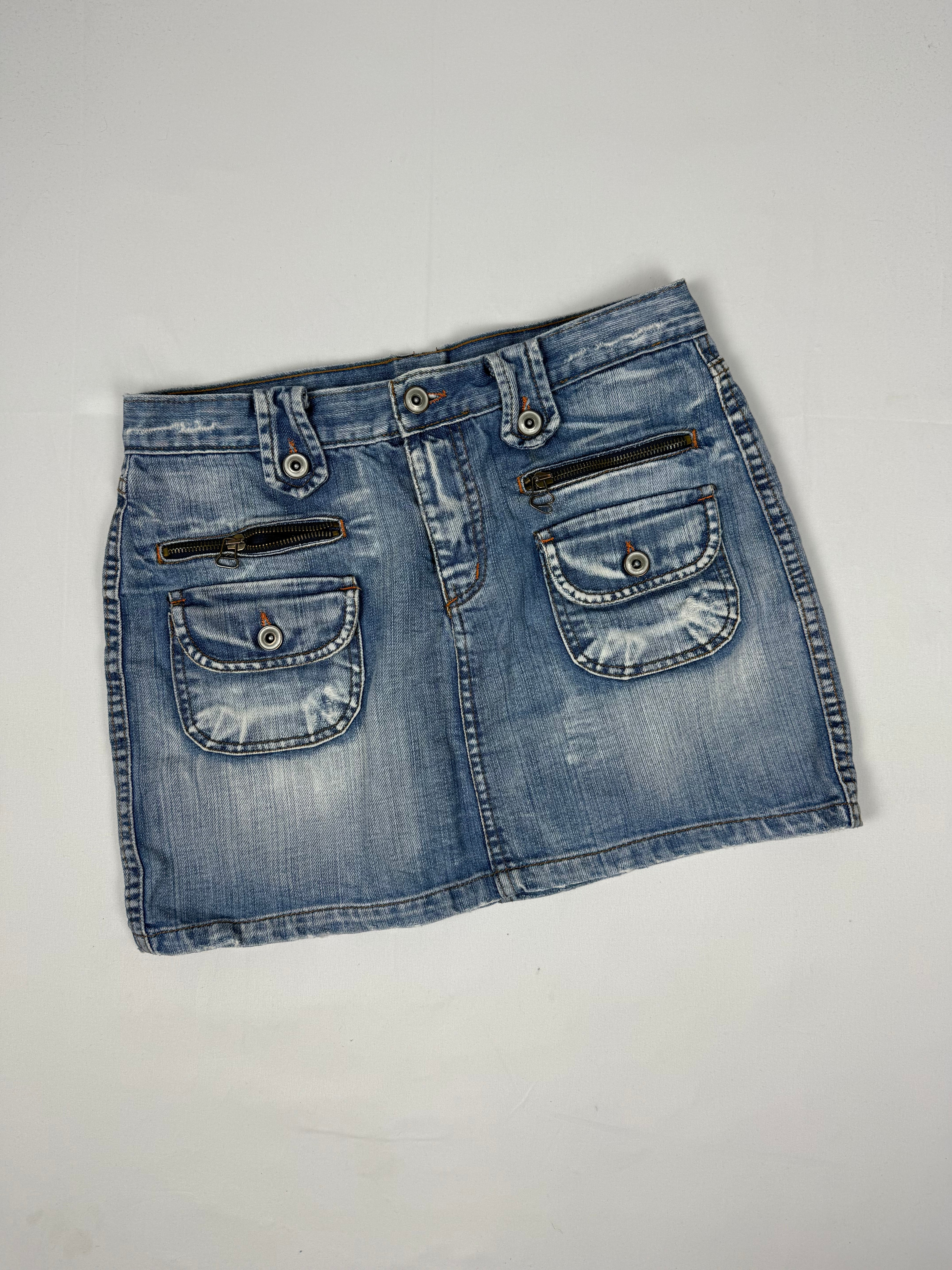Blue denim cargo mini skirt (S/M)