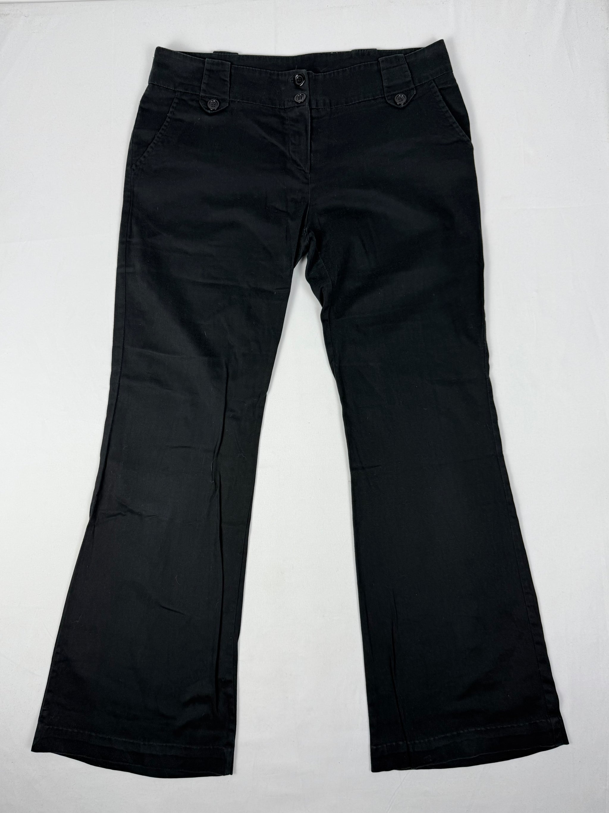Black low waist office flare pants (L)