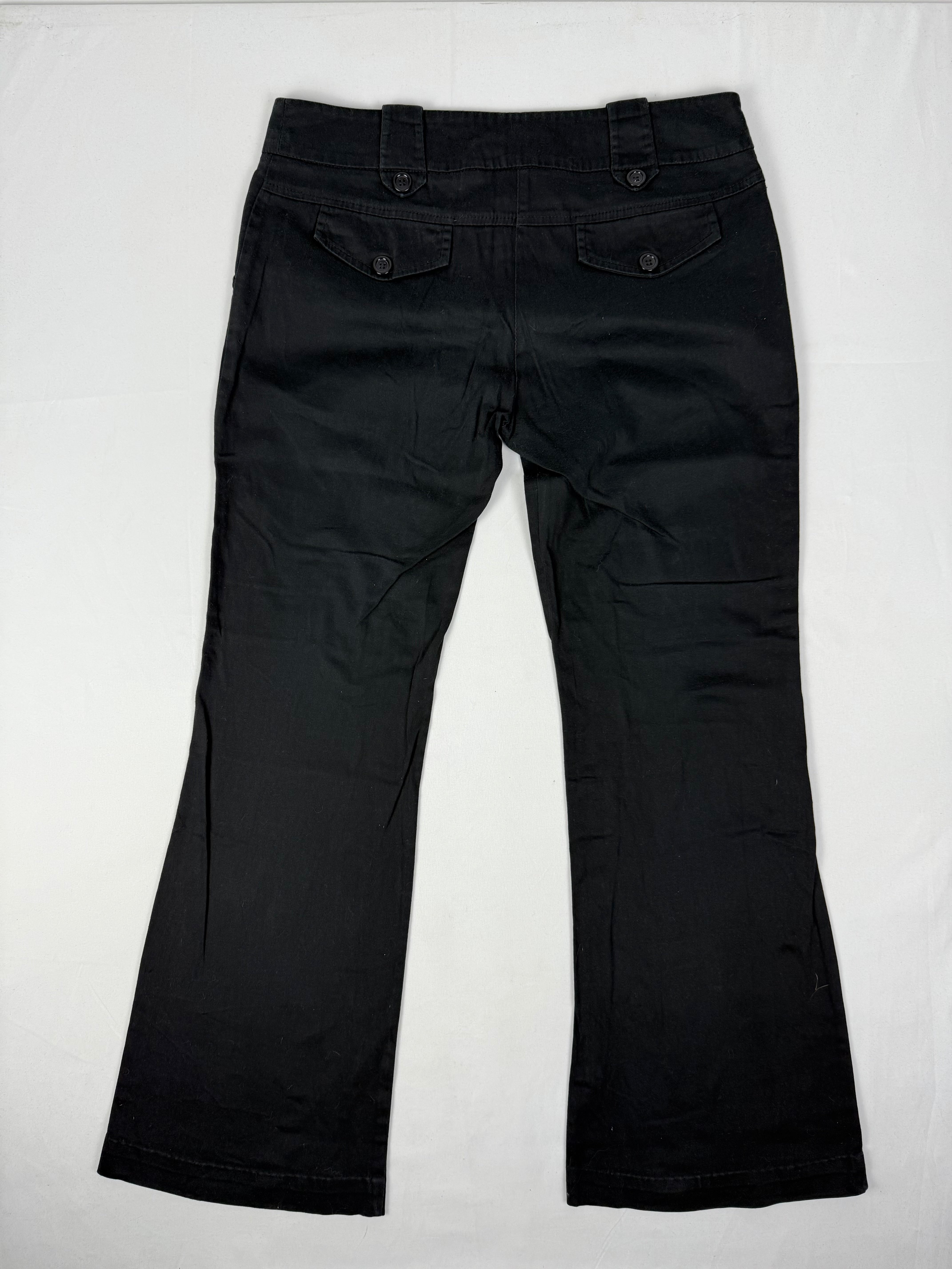 Black low waist office flare pants (L)