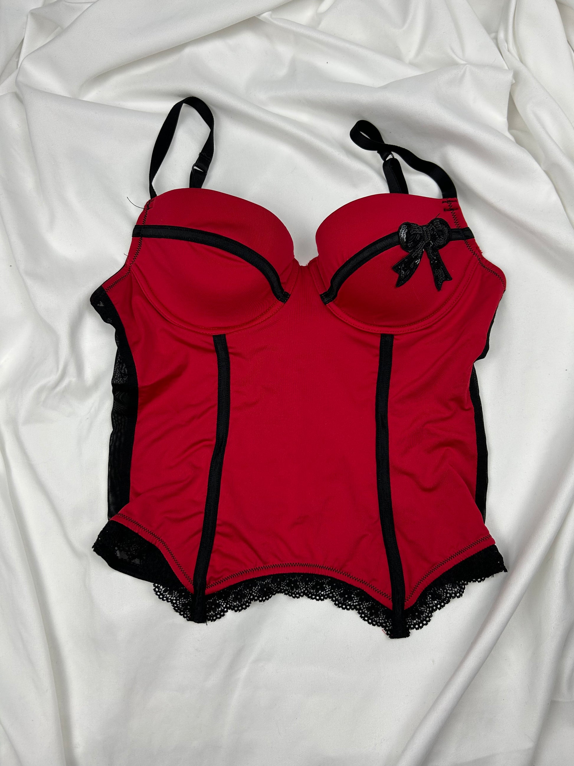 Red babydoll corset top + pantie set (S)