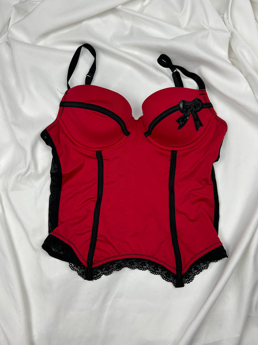 Red babydoll corset top + pantie set (S)