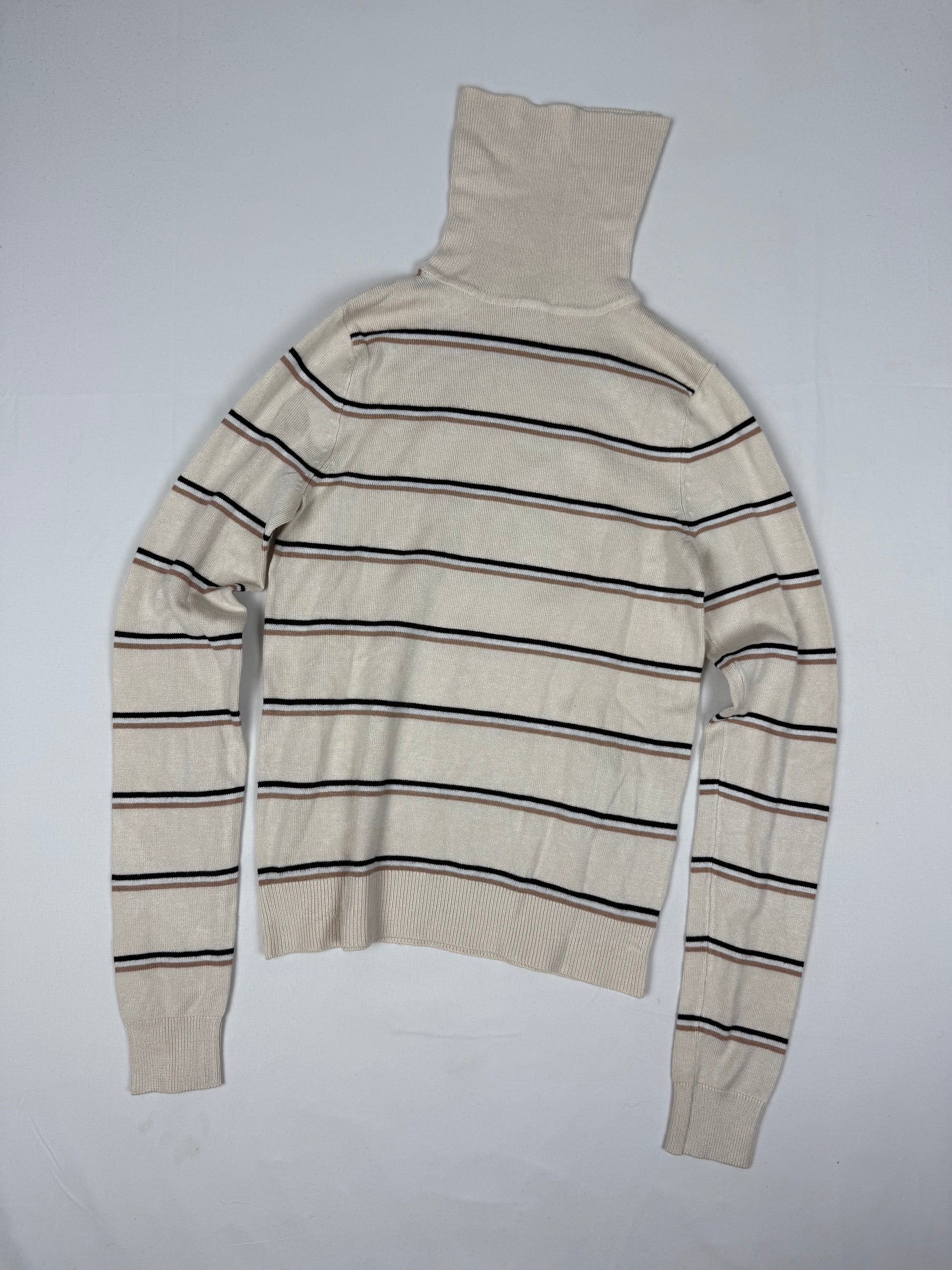 Beige striped turtleneck jumper (XS)