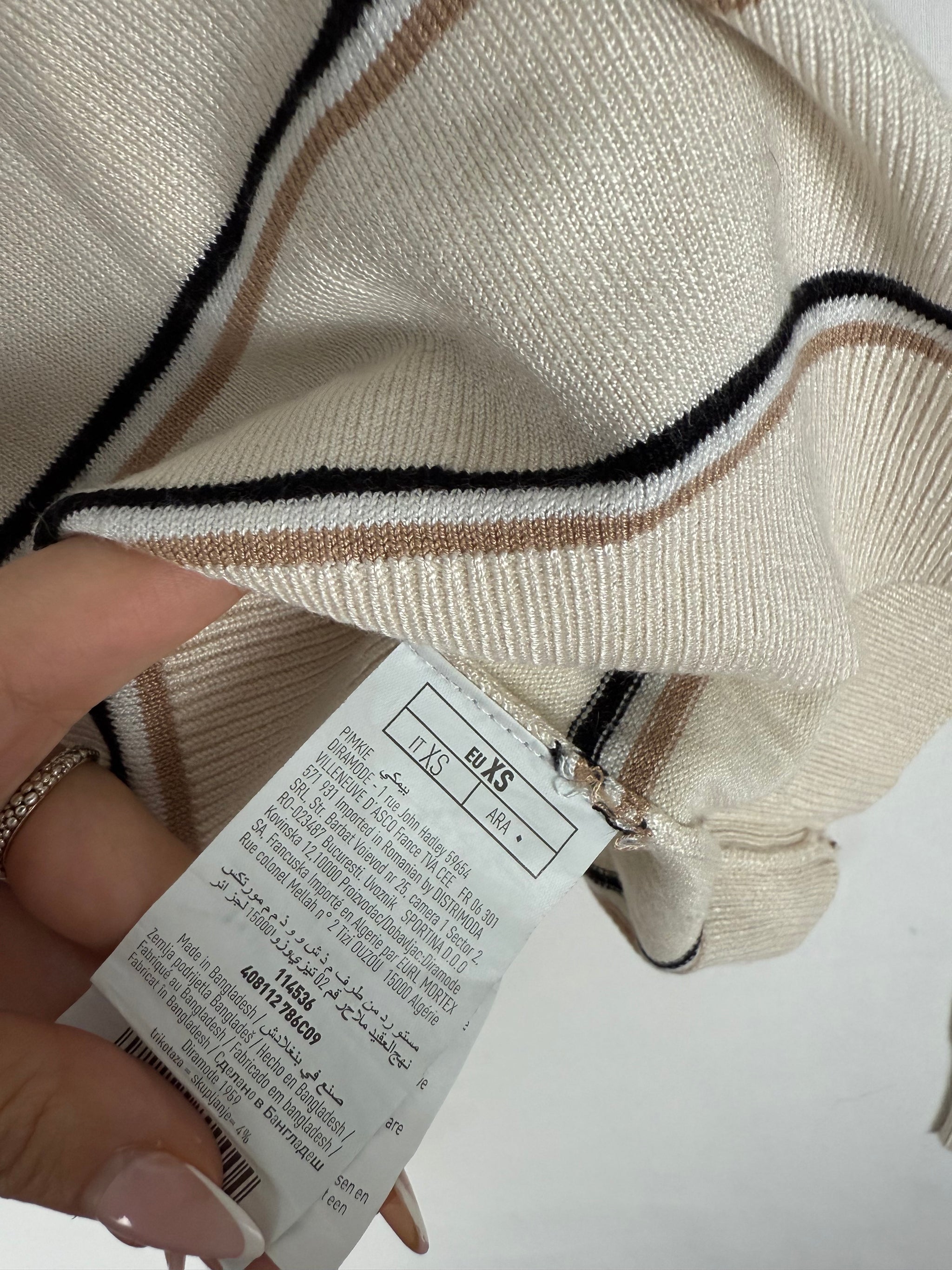 Beige striped turtleneck jumper (XS)