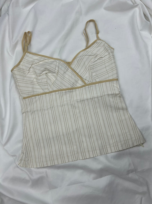 White striped 100% cotton cami top (S/M)