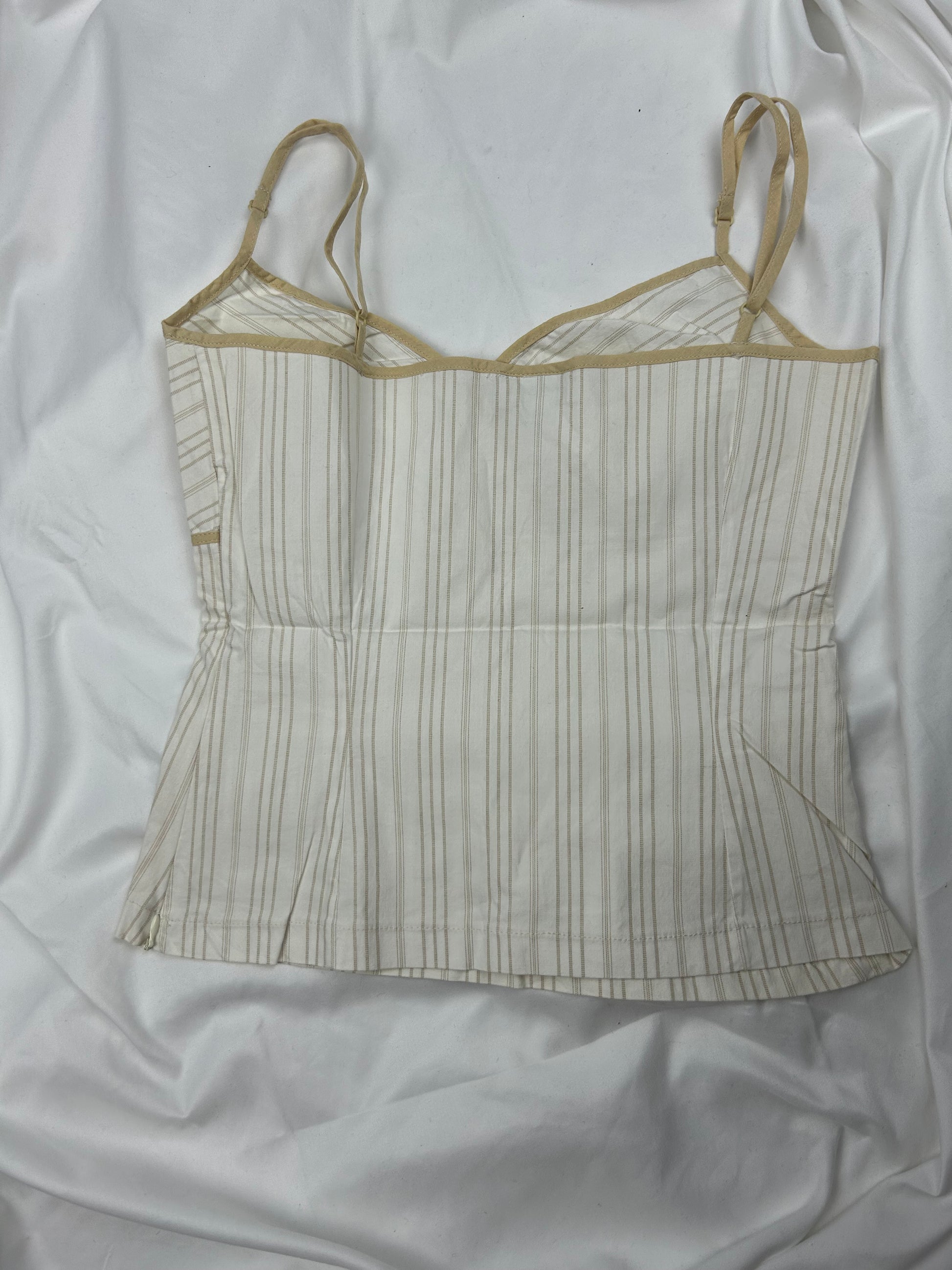 White striped 100% cotton cami top (S/M)