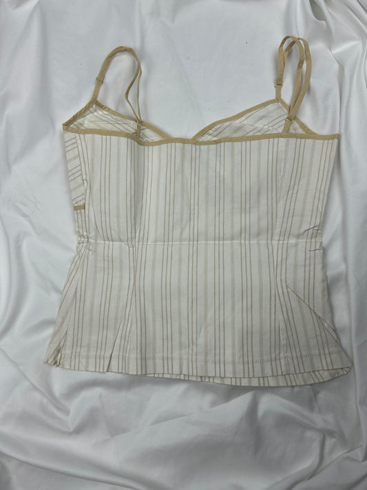 White striped 100% cotton cami top (S/M)