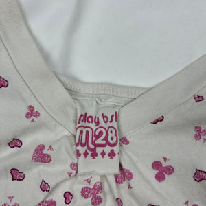 White & pink tie up cotton cami top (S/M)