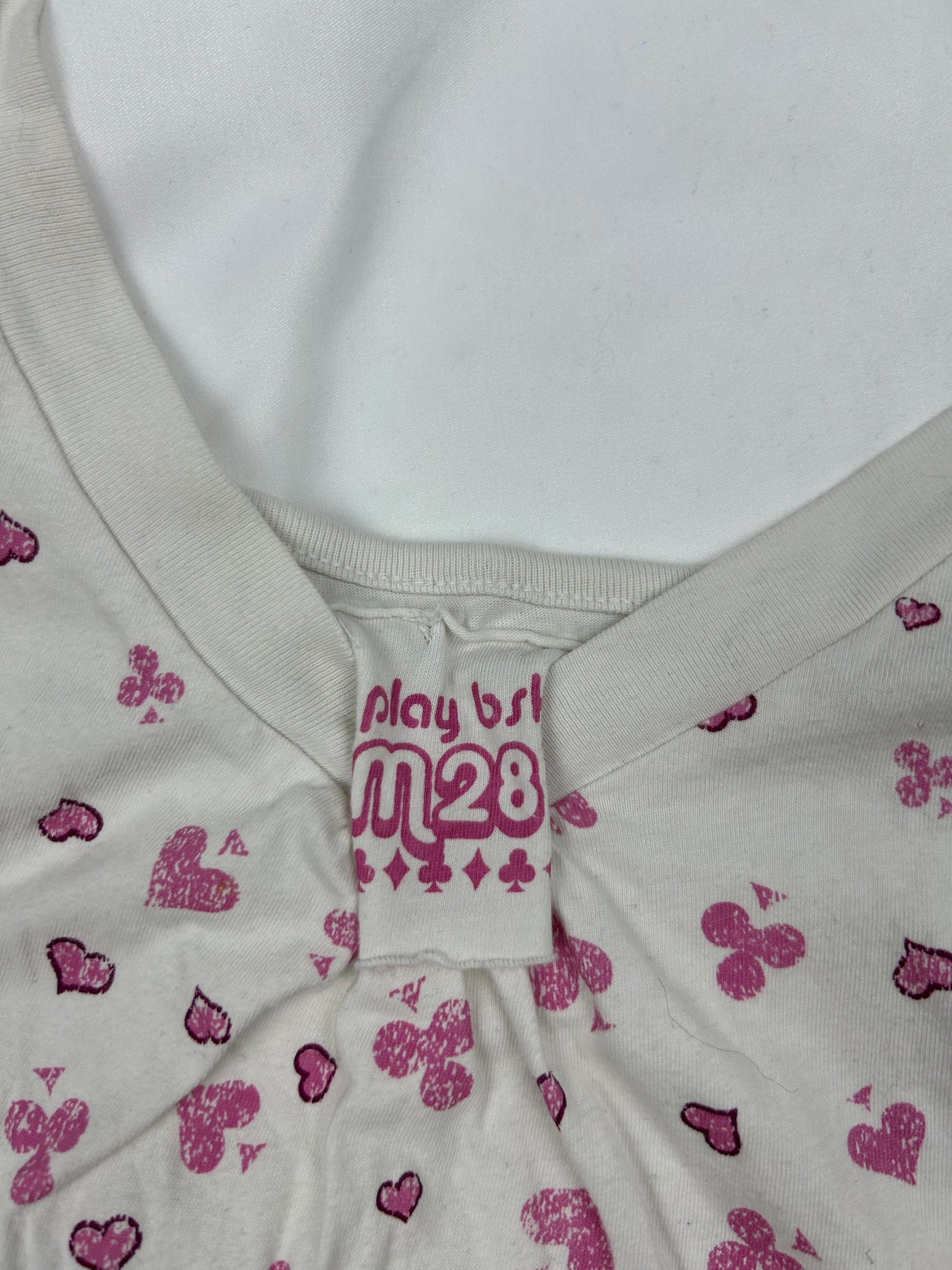 White & pink tie up cotton cami top (S/M)
