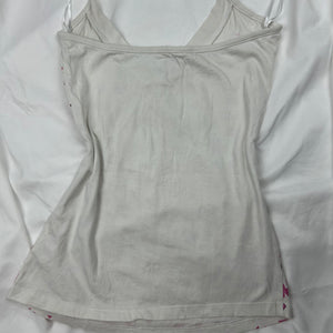 White & pink tie up cotton cami top (S/M)