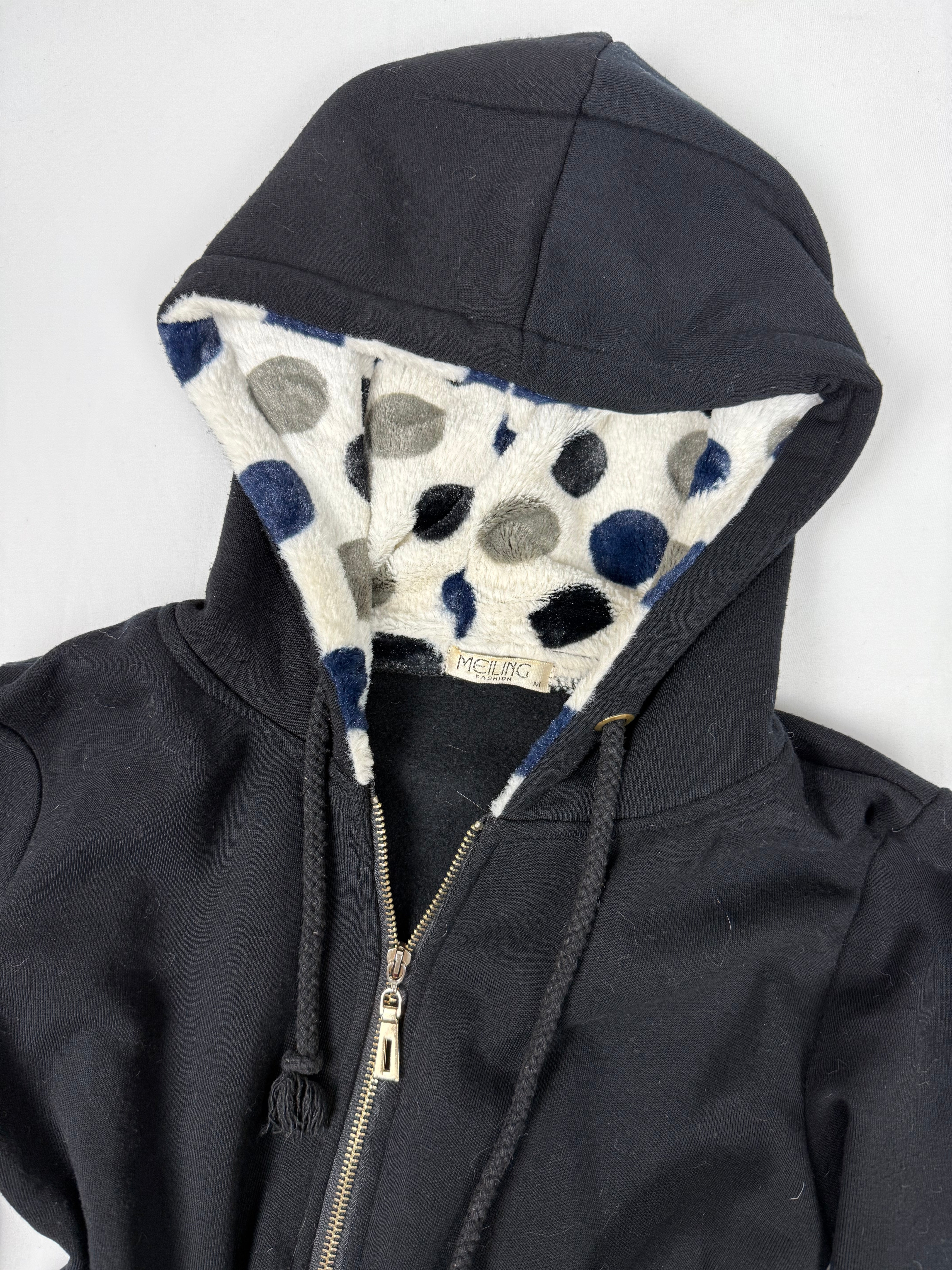 Black inside fleece zip up hoodie (S)