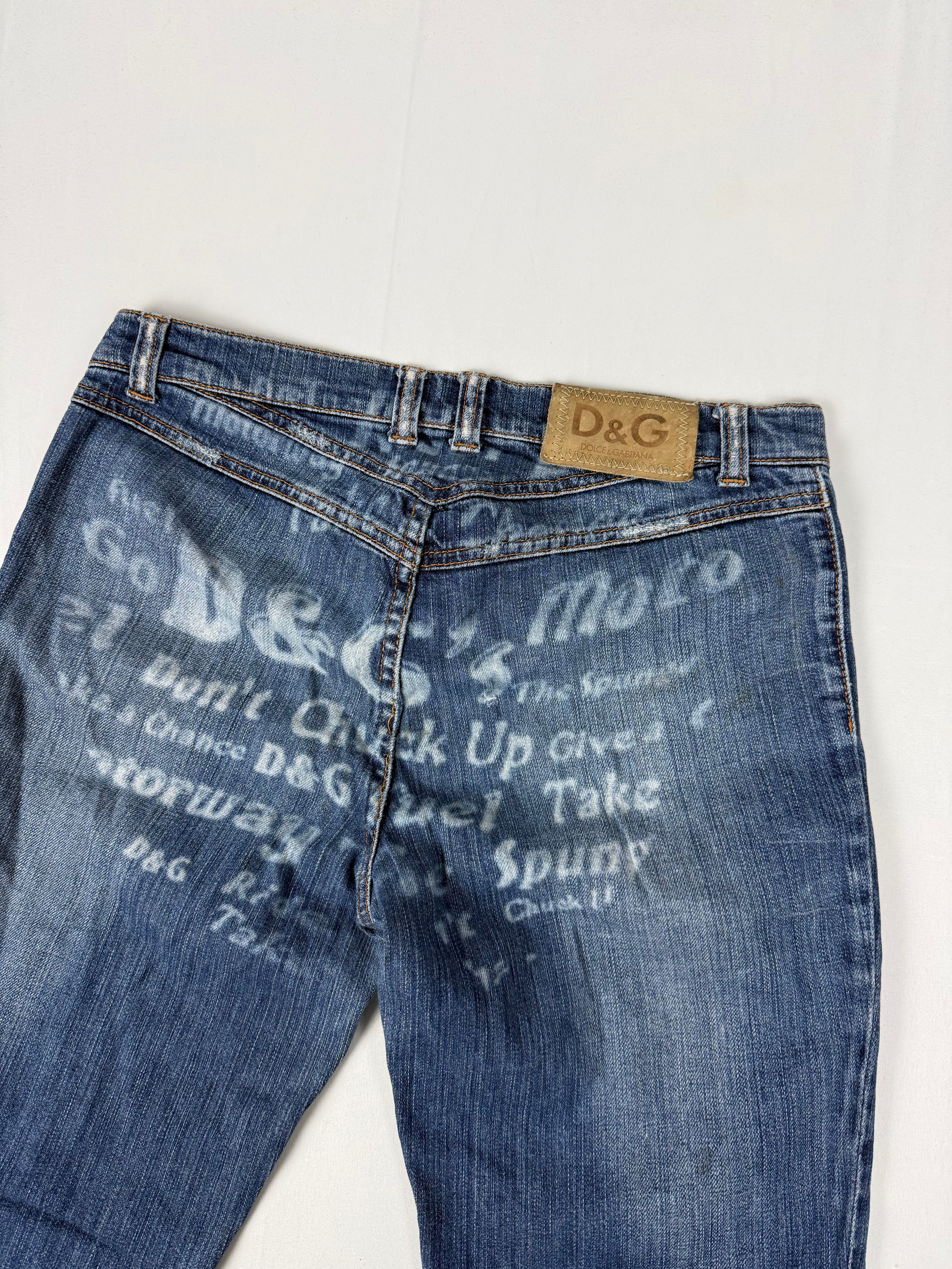 Blue low rise denim flare pants (M)