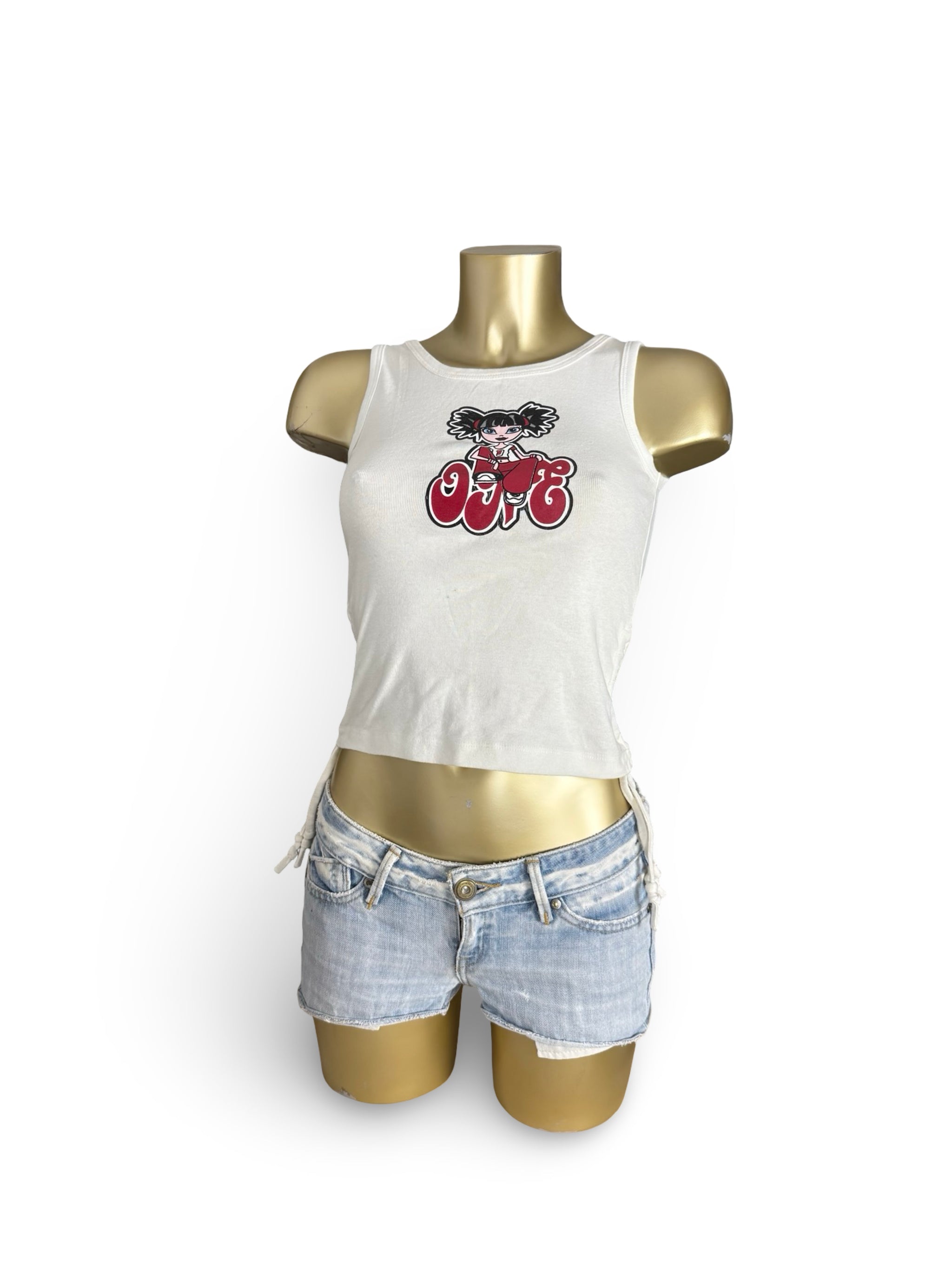 White graphic cotton tank top (S)
