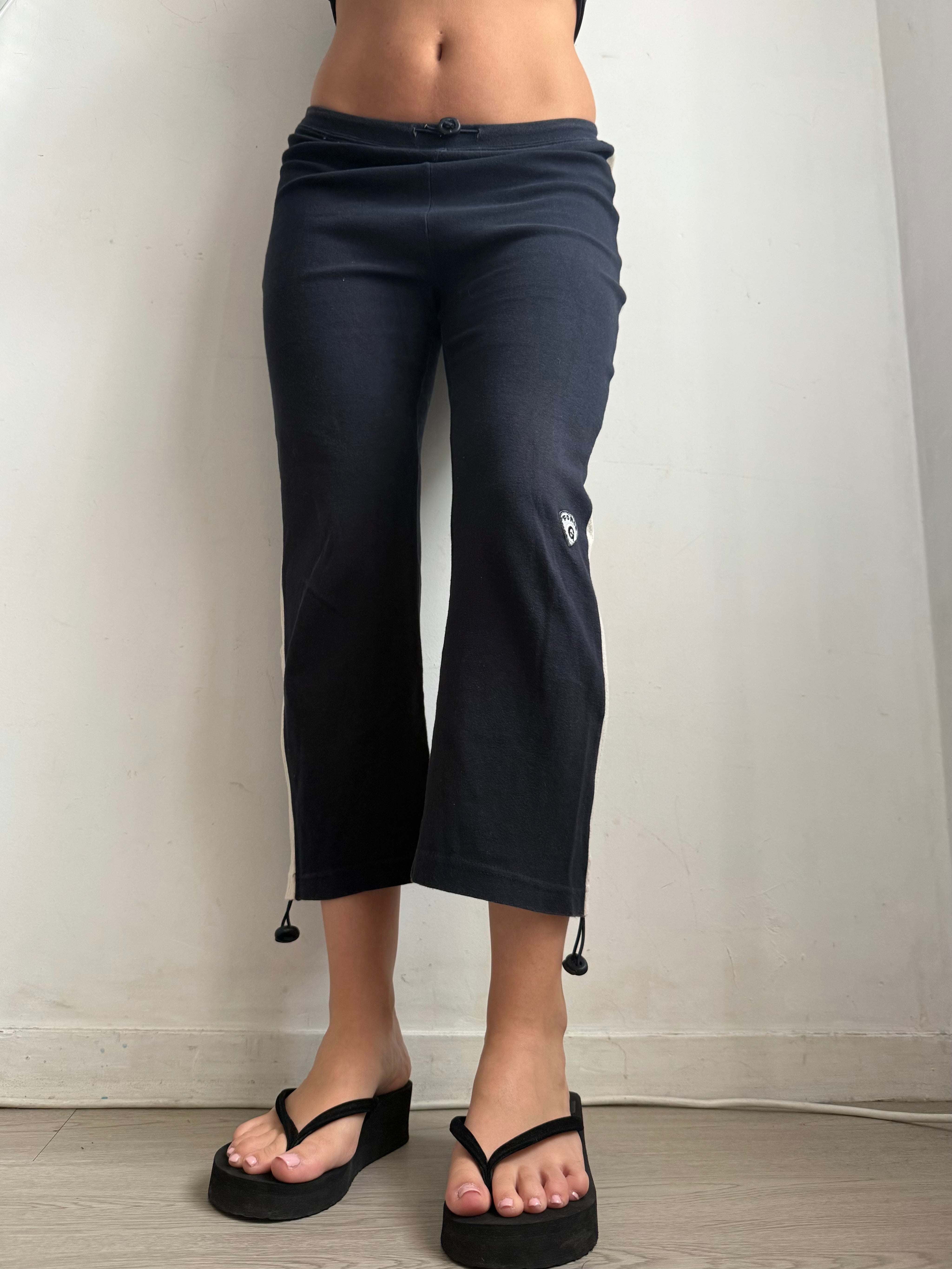 Pantalon droit taille basse en jean noir (XS)