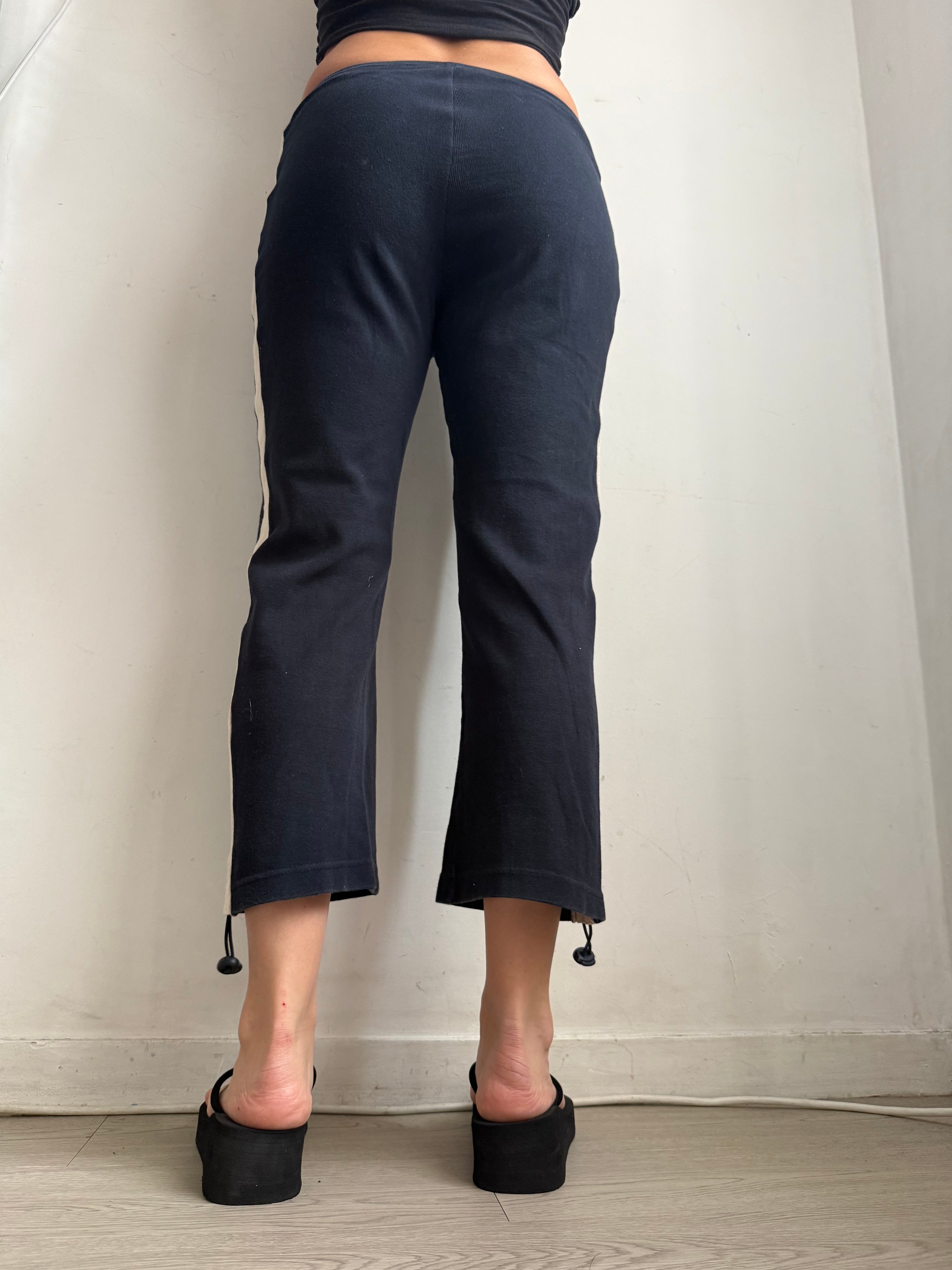 Pantalon droit taille basse en jean noir (XS)