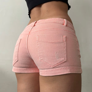 Orange denim low rise mini short (S)
