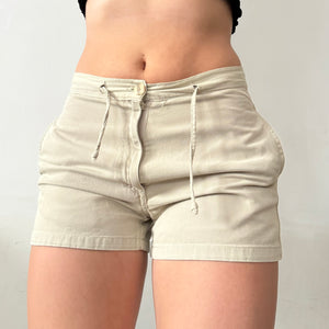 Beige 100% cotton mid rise mini short (S)