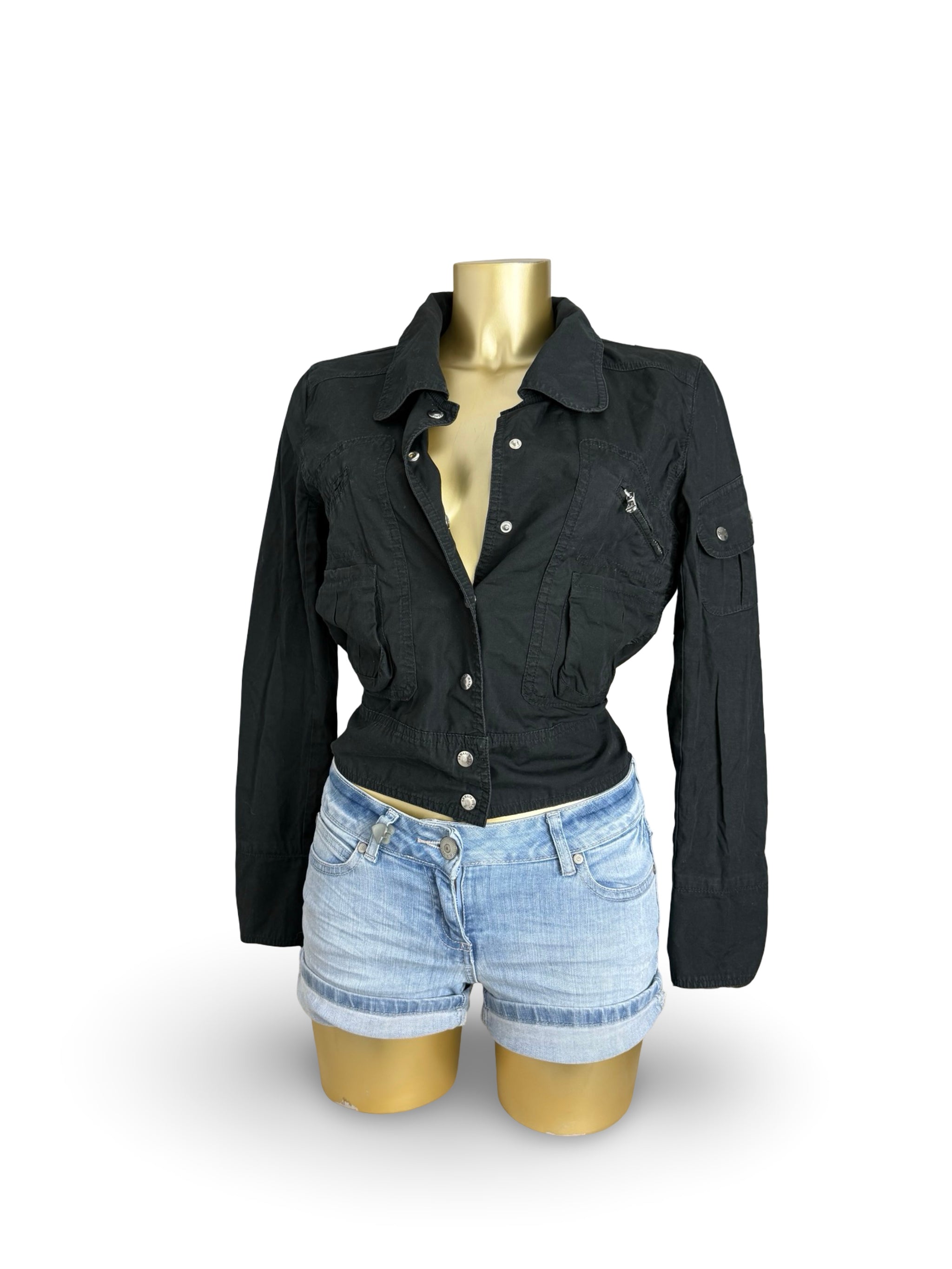 Black zip up biker jacket (S)