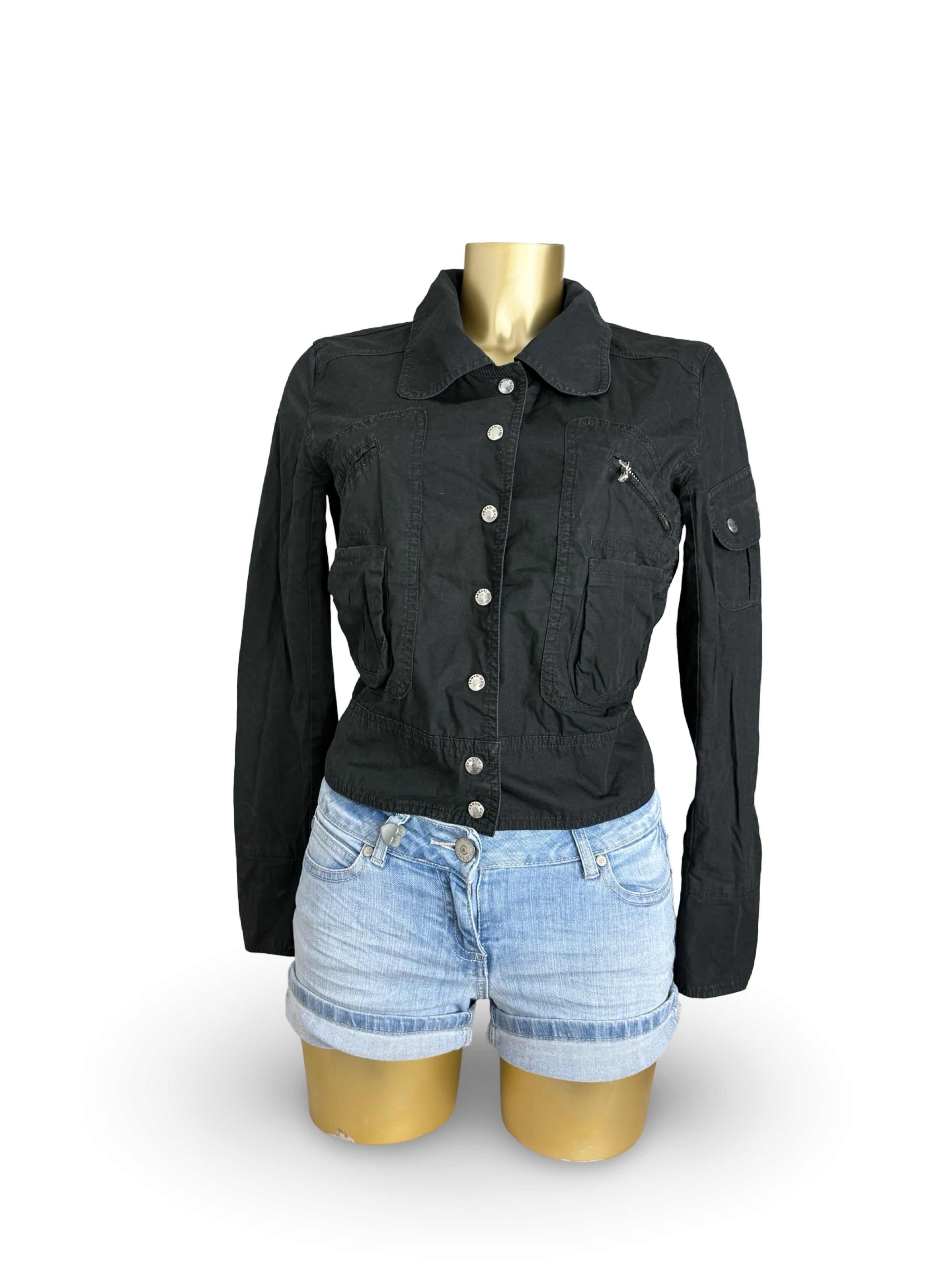 Black zip up biker jacket (S)