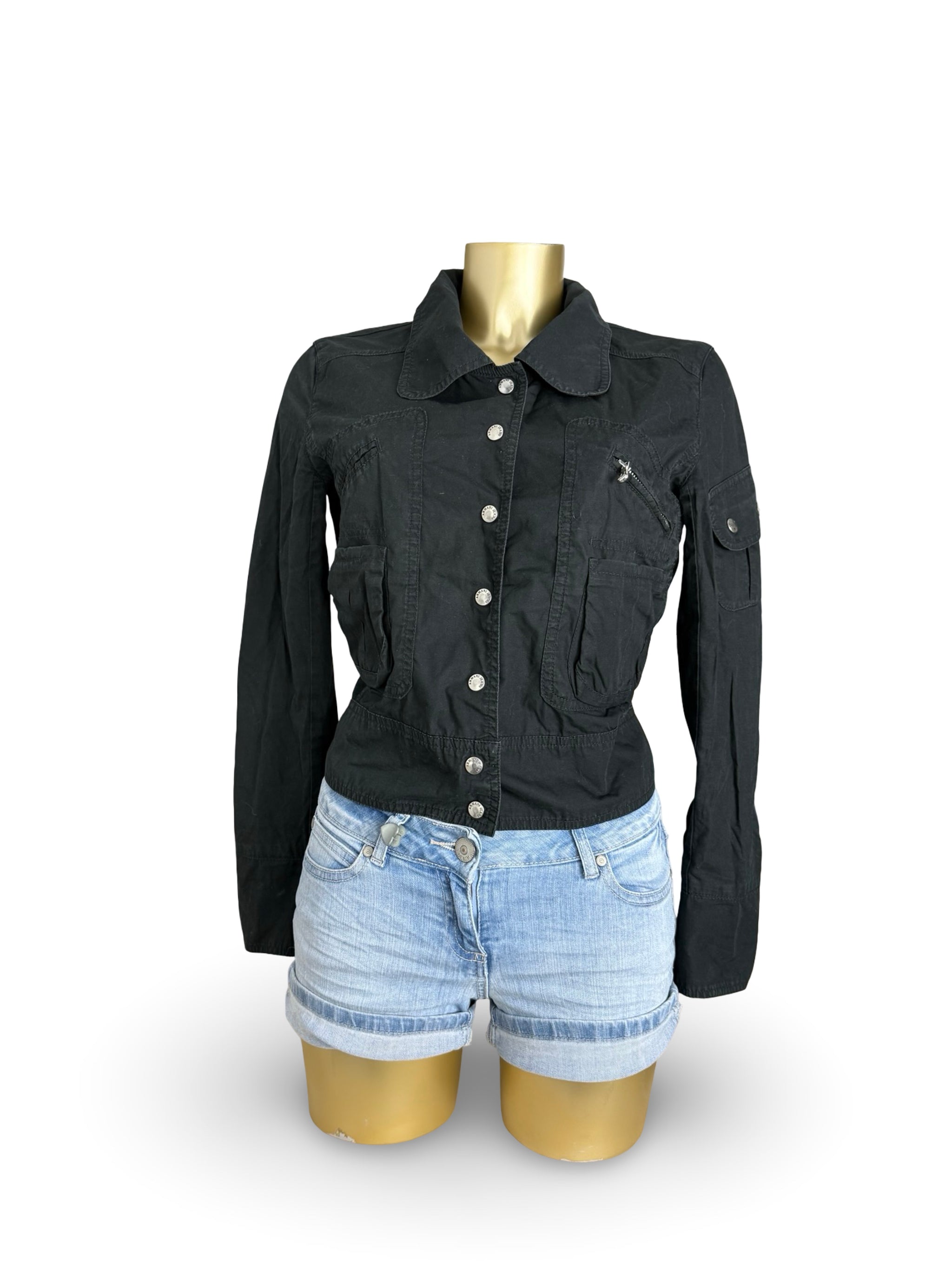 Black zip up biker jacket (S)