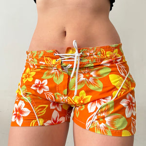 Orange floral print  low rise mini micro short (S/M)