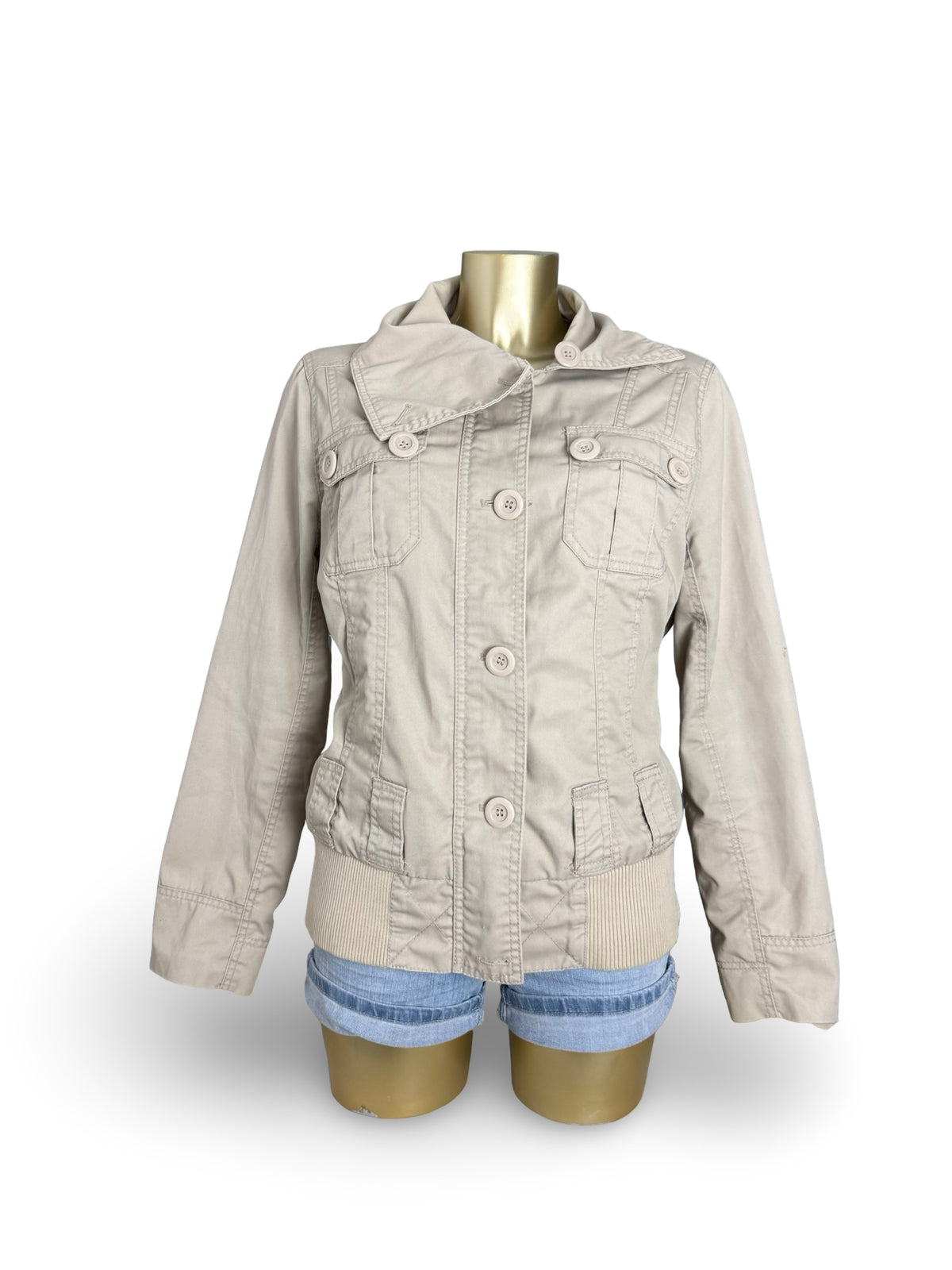 Beige cotton biker jacket (XL)
