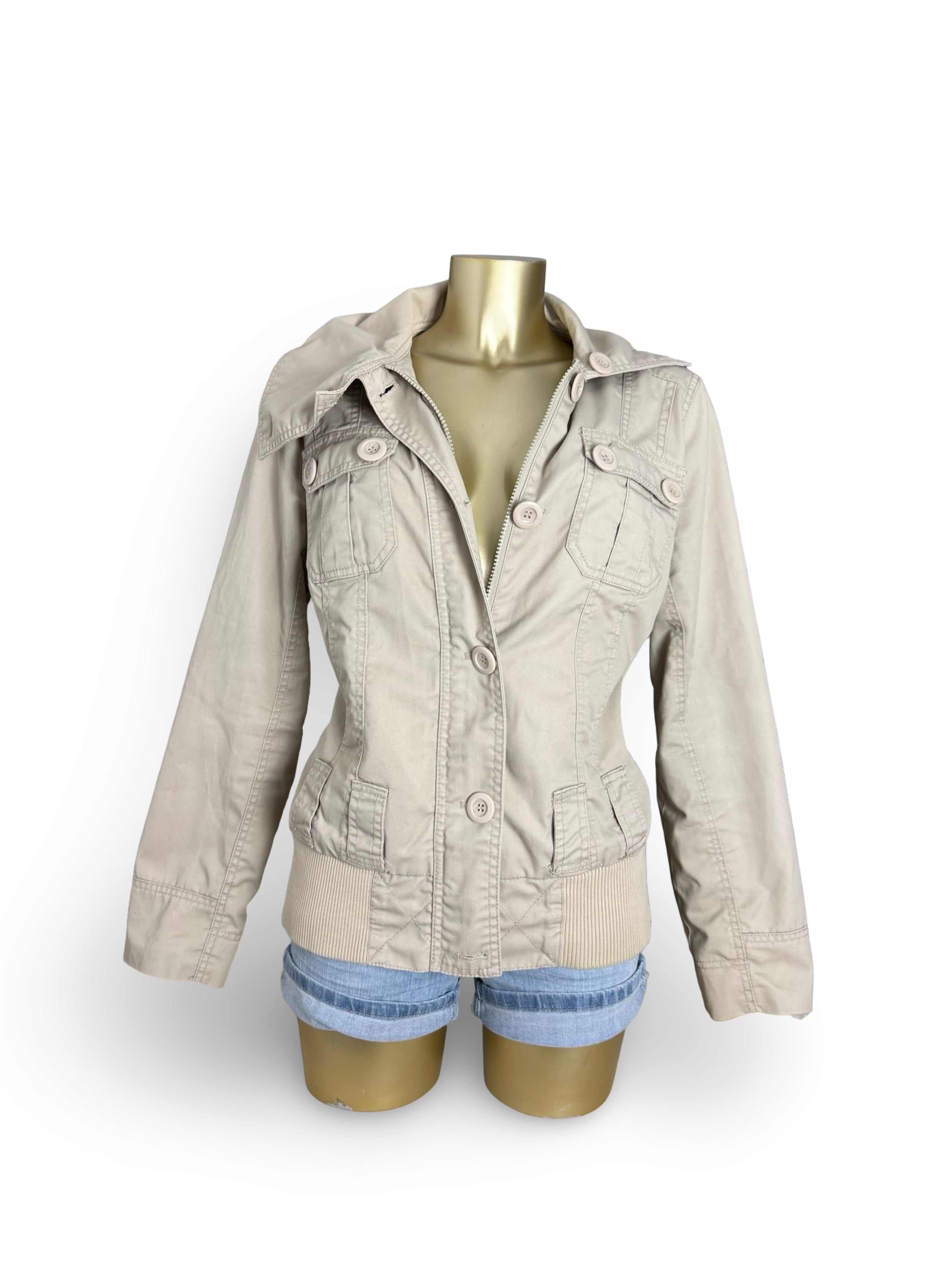 Beige cotton biker jacket (XL)
